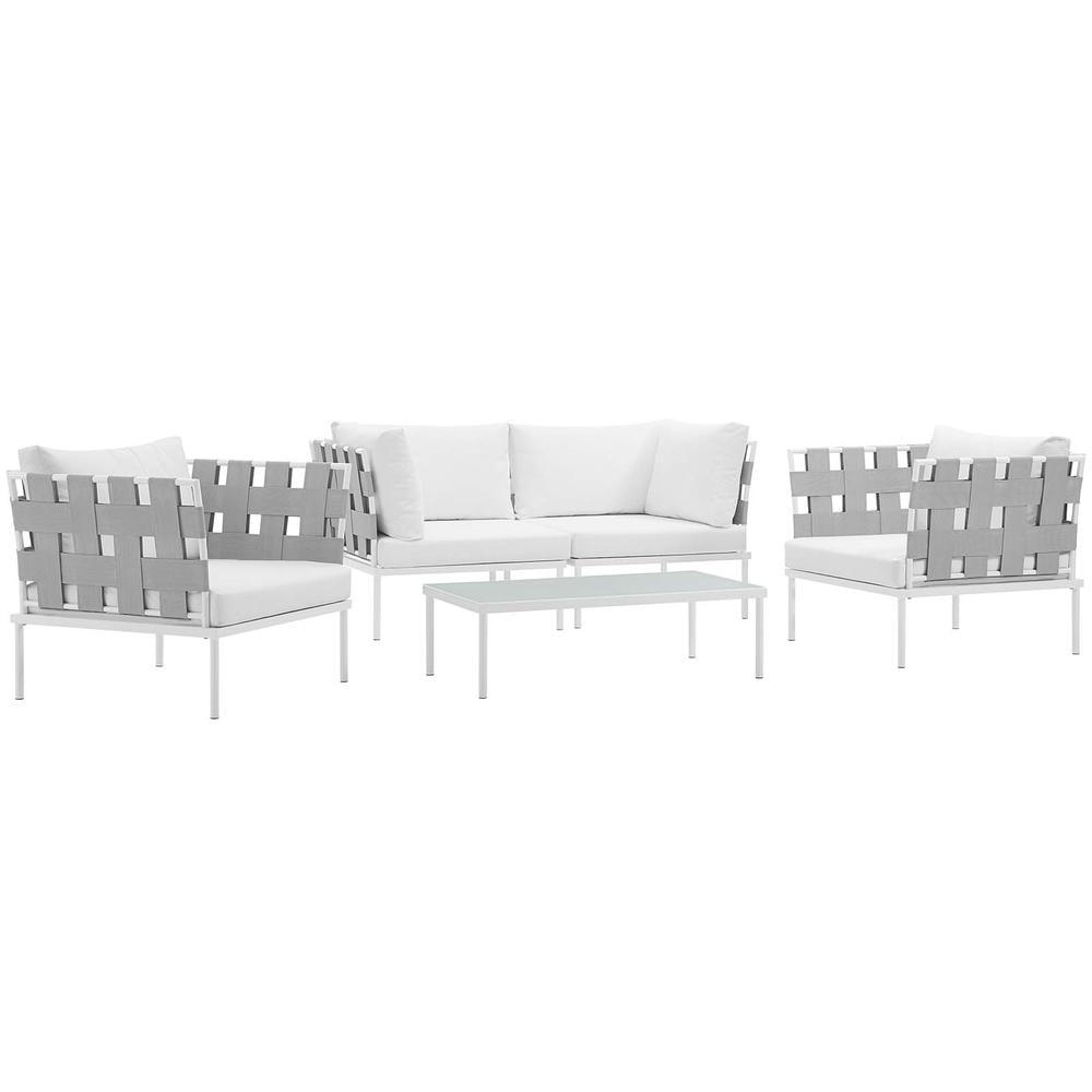 Modway Harmony 5 Piece Outdoor Patio Aluminum Sectional Sofa Set