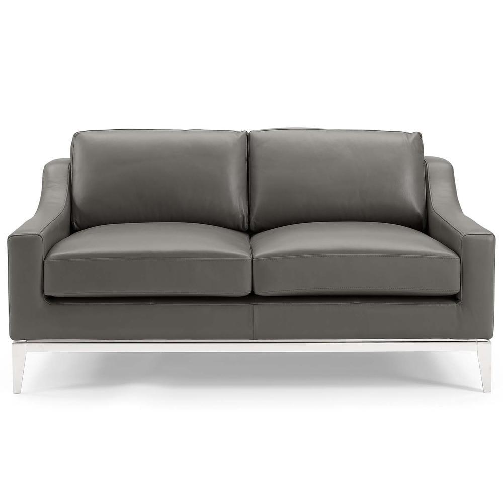 Modway Strick & Bolton Hollebon Stainless Steel/ Leather Loveseat by Modway