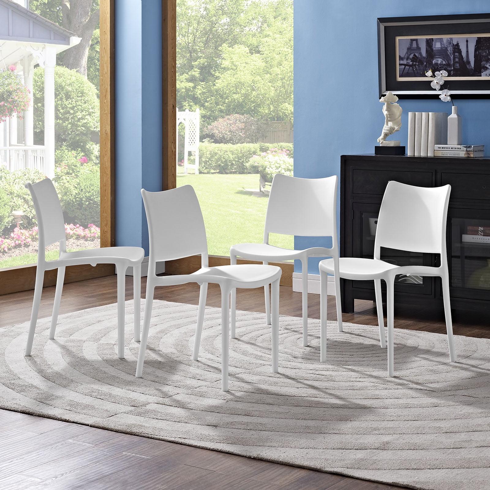 White Stackable Plastic Side Chair Set of 4