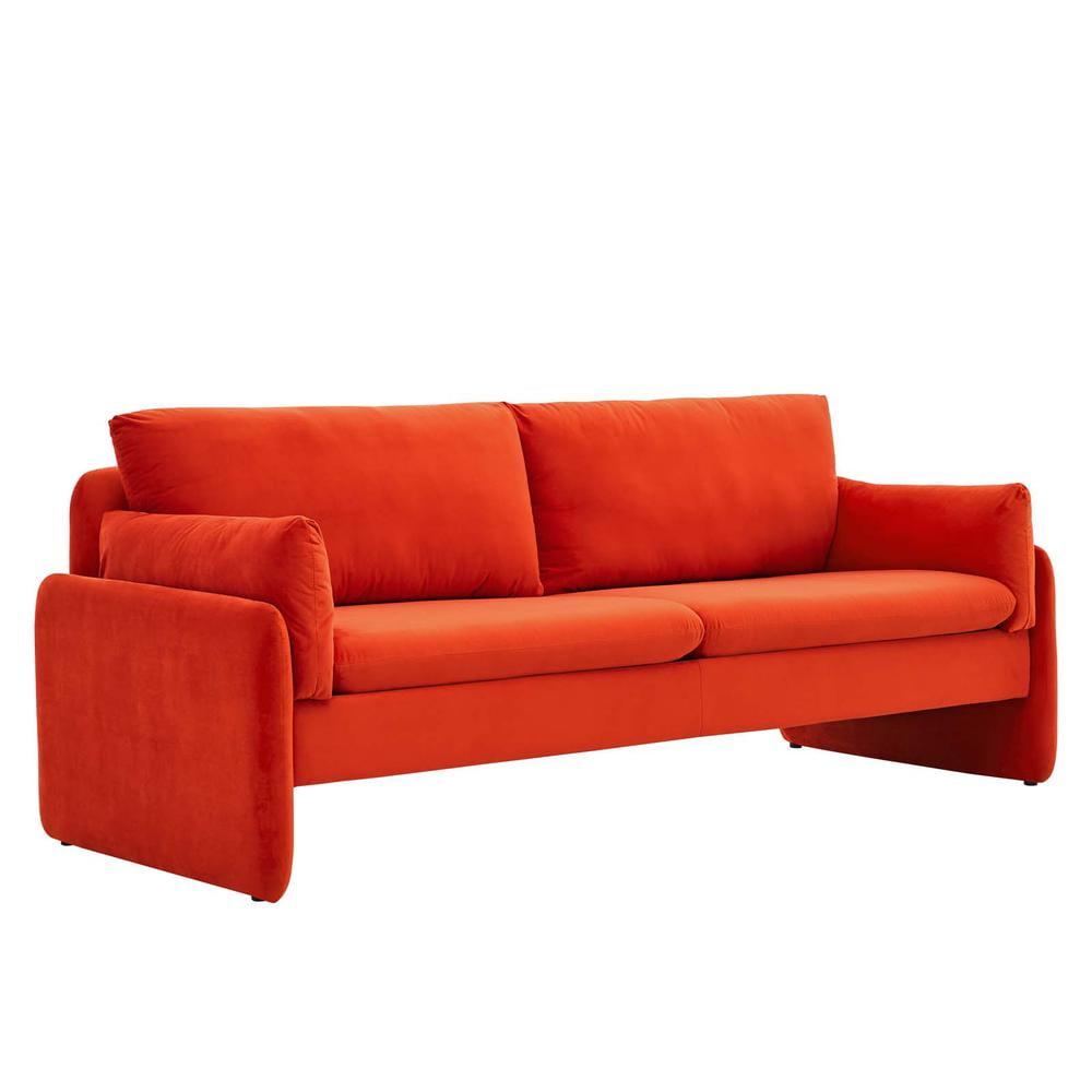 Modway Indicate Performance Velvet Sofa in Orange