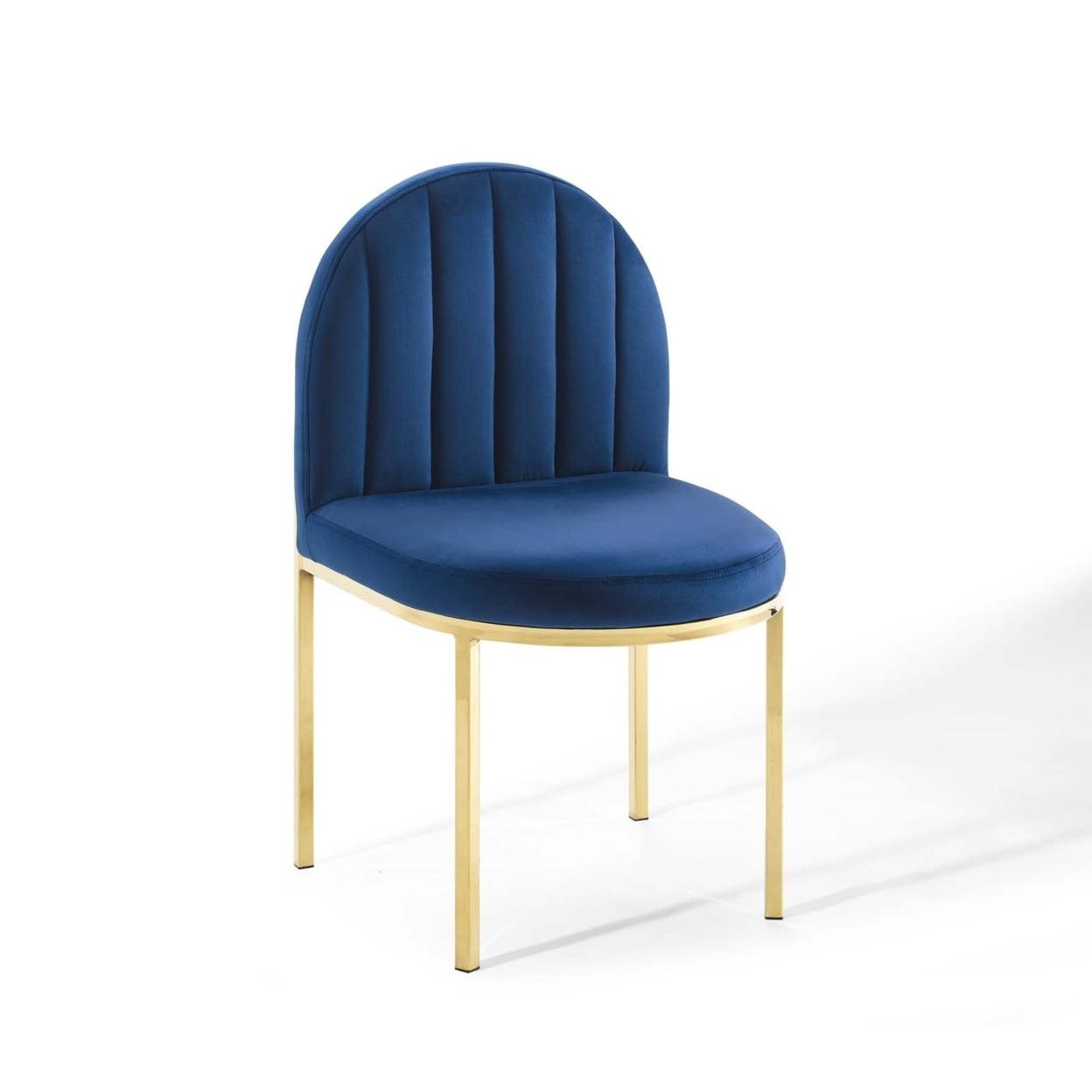 Isla Vintage Gold Navy Velvet Upholstered Side Chair