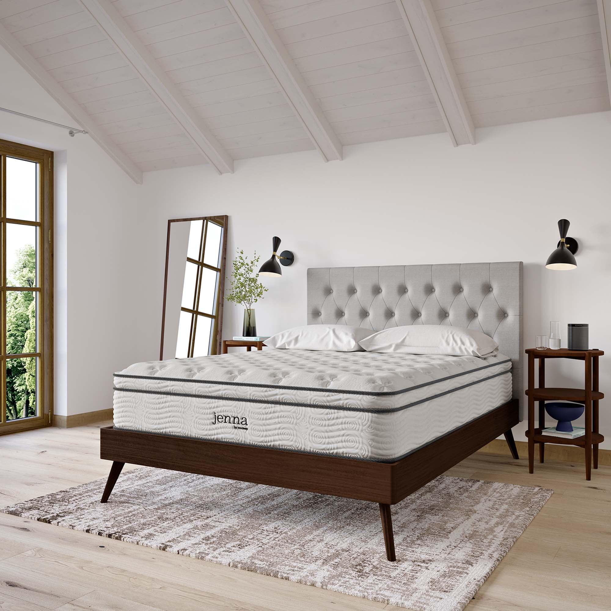 Modway Jenna 12" Innerspring and Foam California King Mattress in White