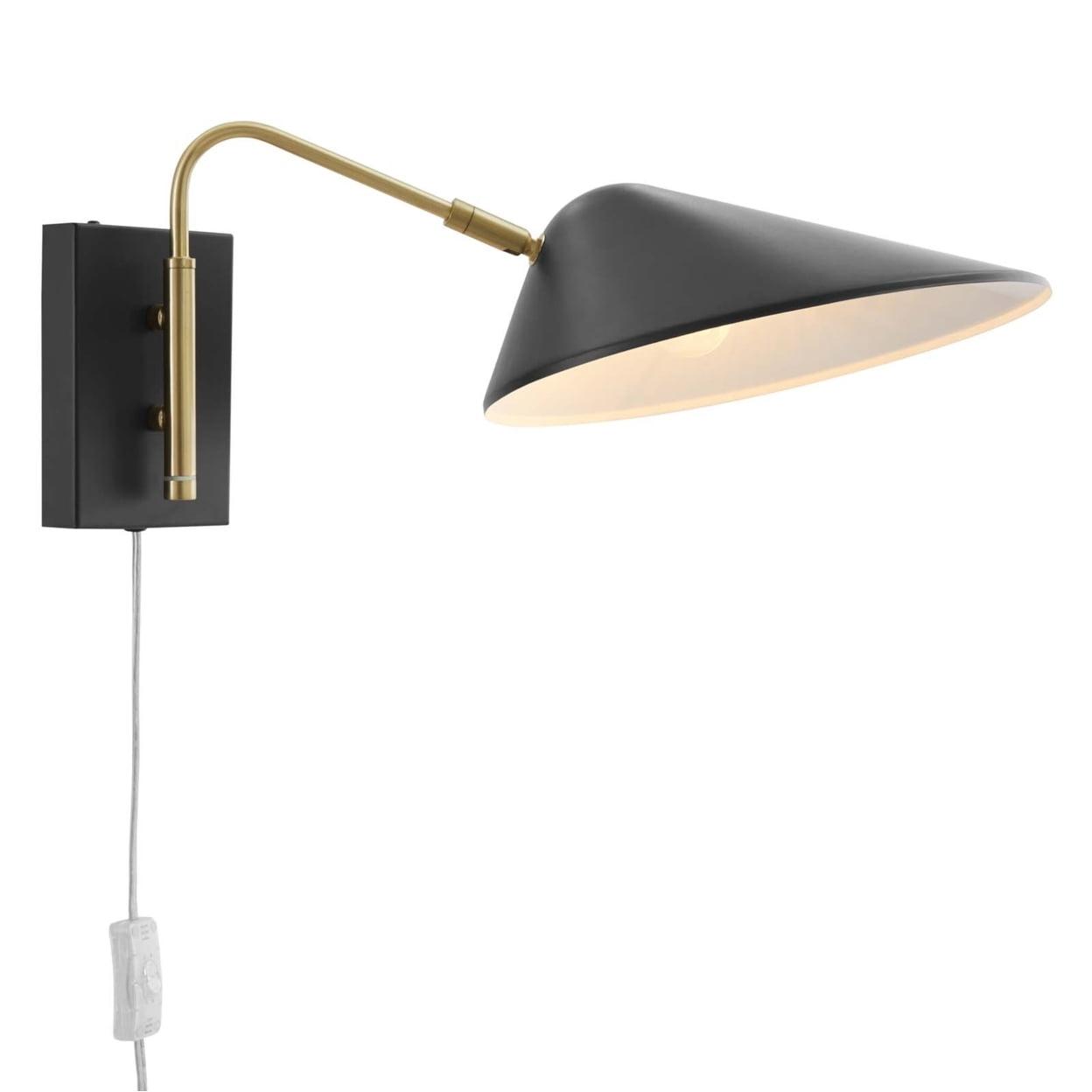 Black and Gold Adjustable Swing Arm Wall Sconce