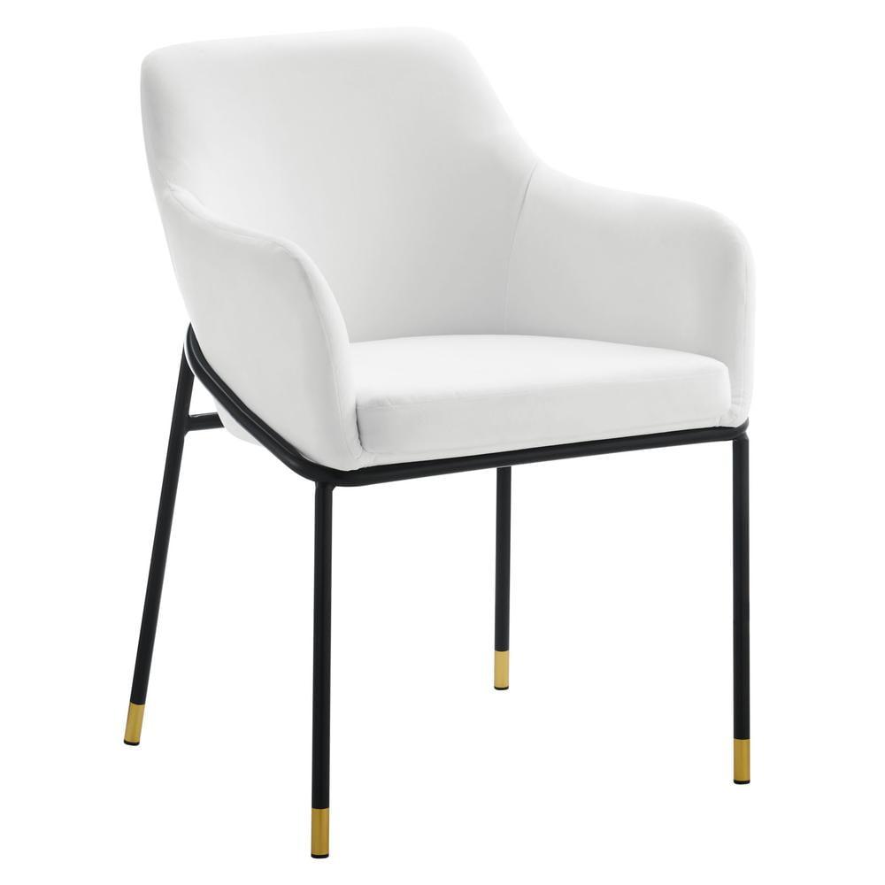 Modway Jovi 19" Modern Performance Velvet Dining Armchair in White/Black