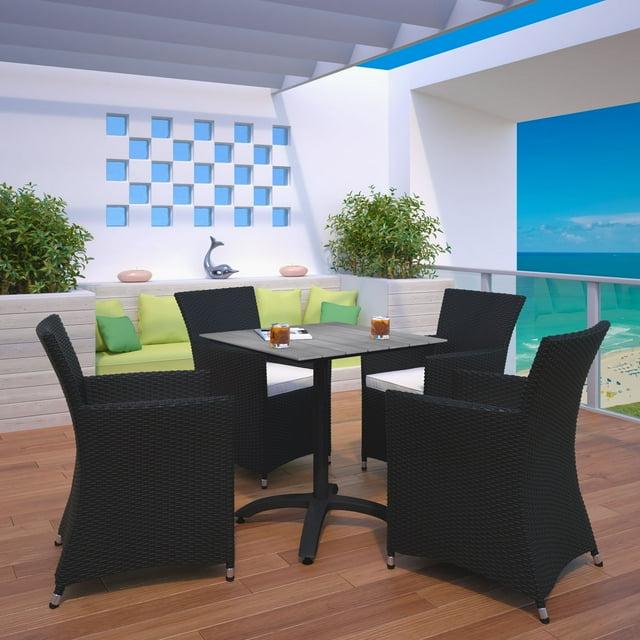 Modway Modway Junction Wicker Rattan Outdoor Patio 5-Piece Dining Set, Gray White