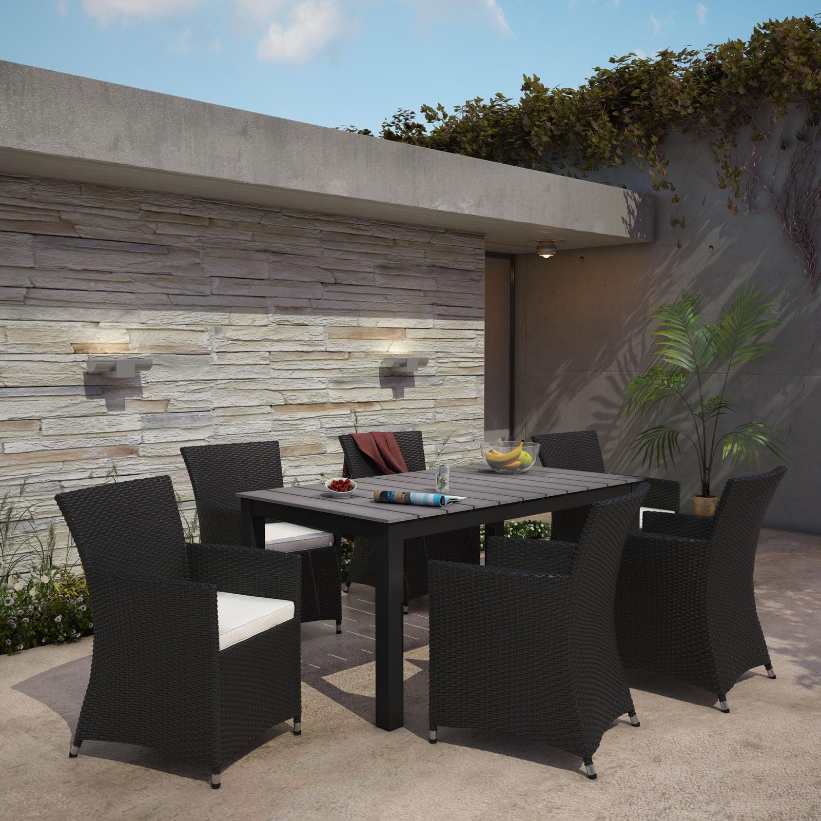 Modway Junction 7-Piece Brown and White Outdoor Dining Set