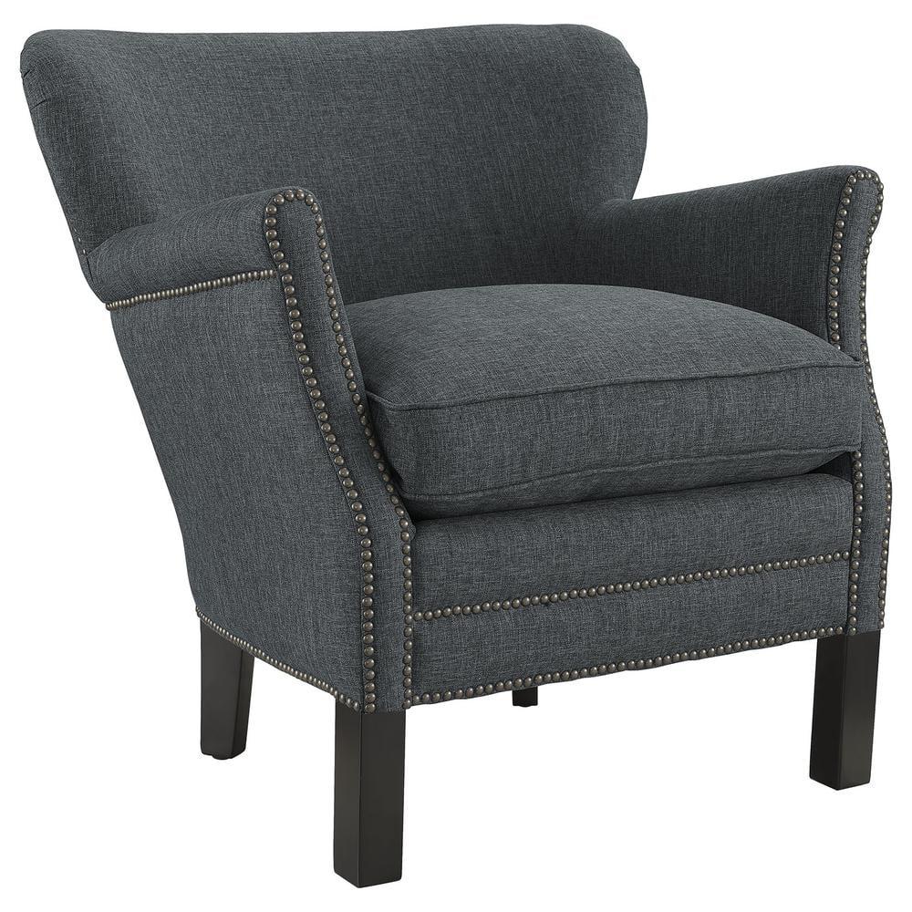 Gray Upholstered Accent Chair with Nailhead Trim