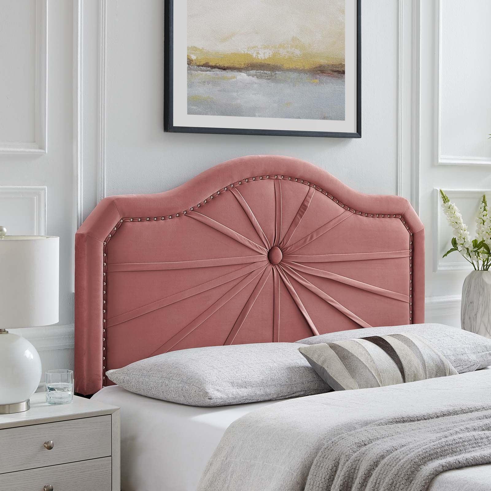 Modway Kristin Pleated Velvet King/California King Headboard in Dusty Rose
