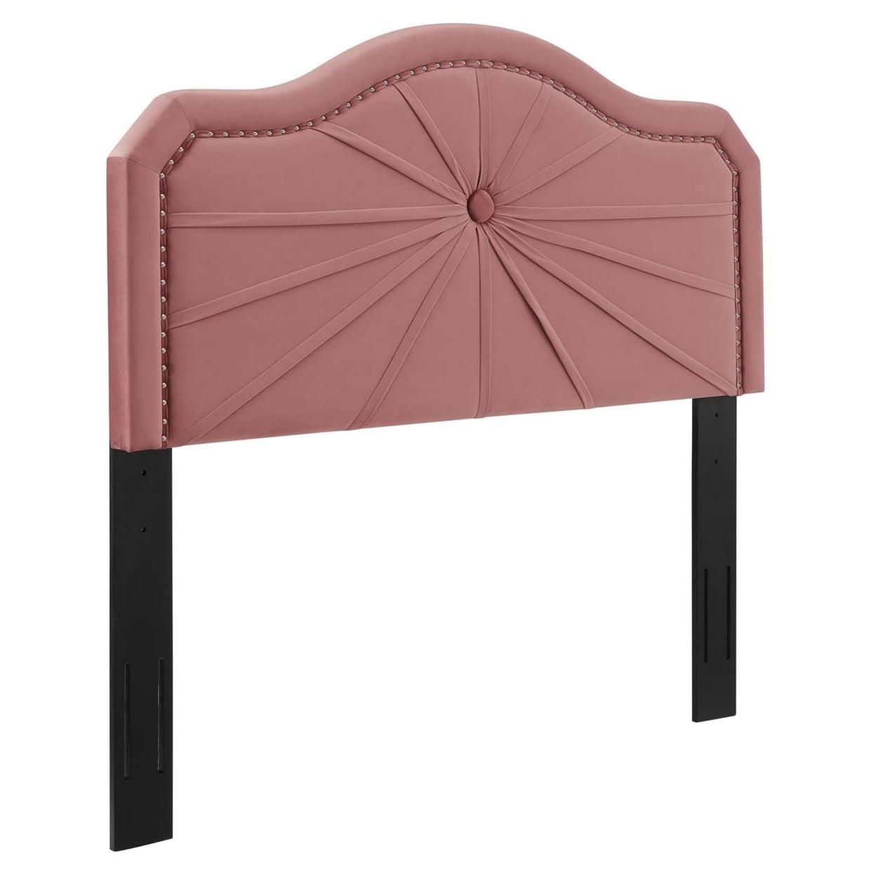 Modway Kristin Pleated Velvet King/California King Headboard in Dusty Rose
