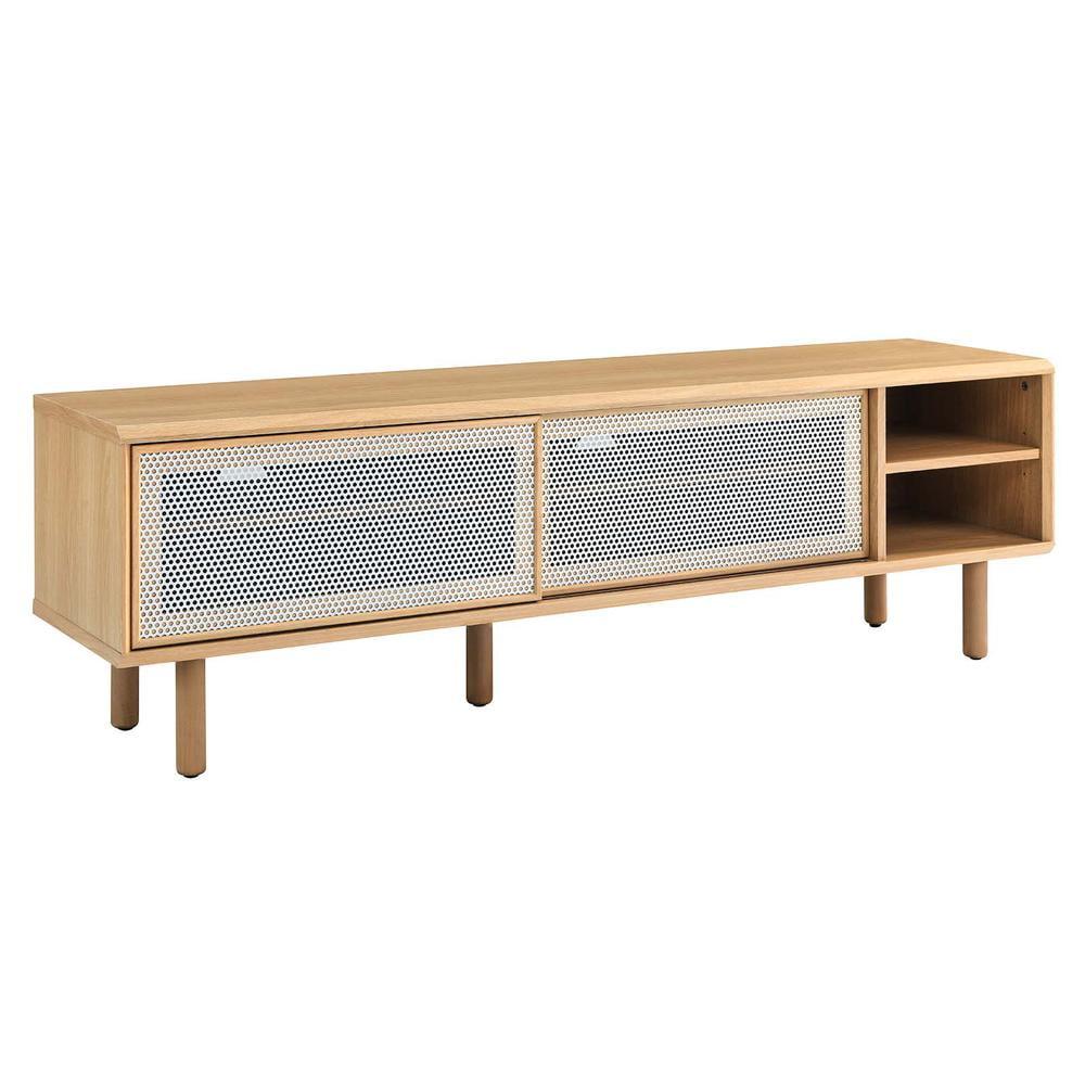 Kurtis Oak 60" TV Stand with Metal Mesh Doors