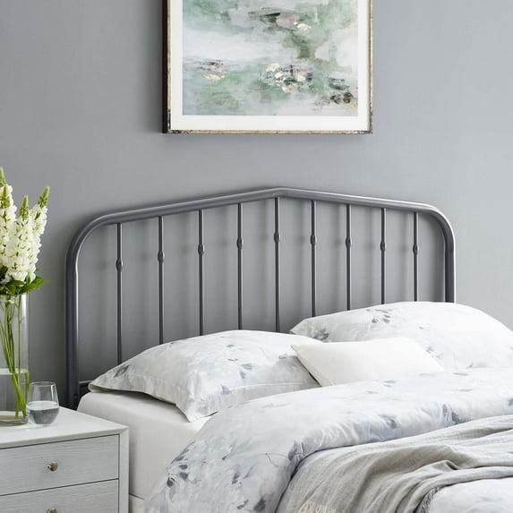 Modway Lennon Modern Farmhouse Metal Adjustable Headboard, Full Sized, Gray