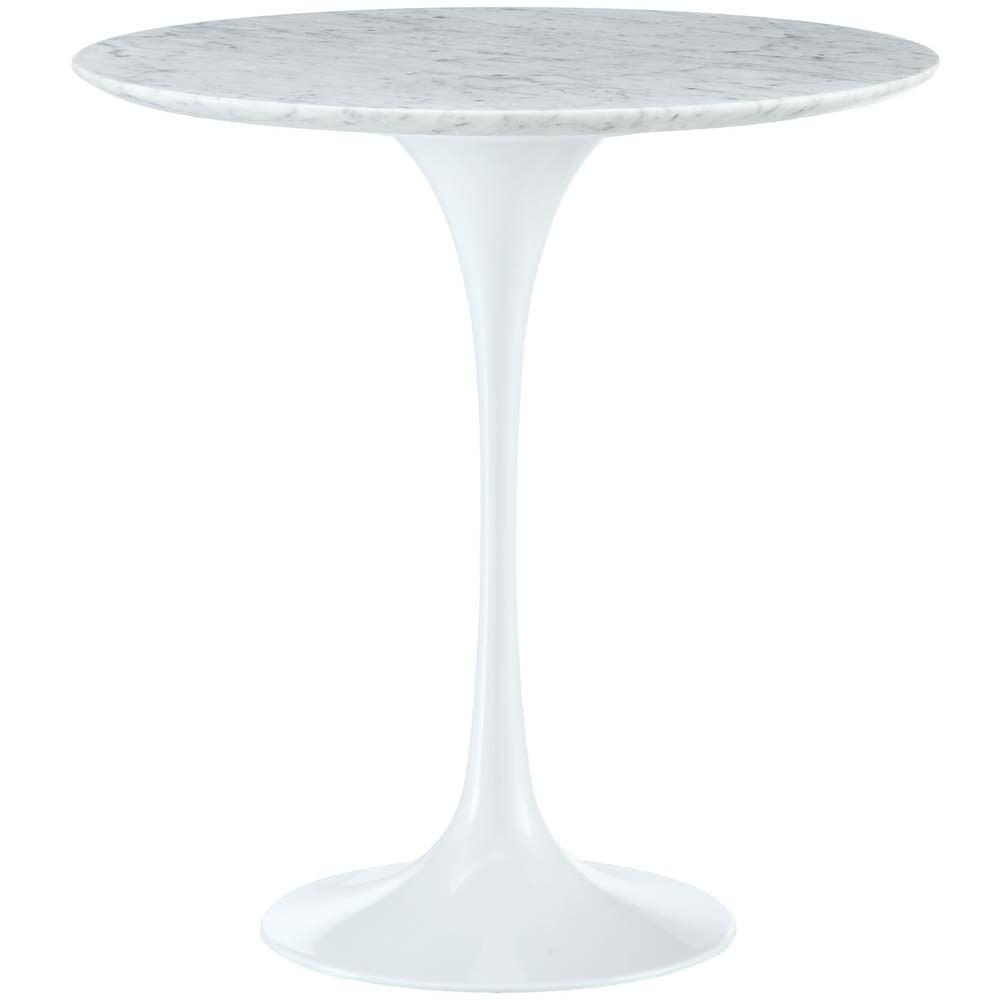 Lippa 20" Marble Side Table White - Modway: Durable Aluminum Pedestal Base, No Assembly Required