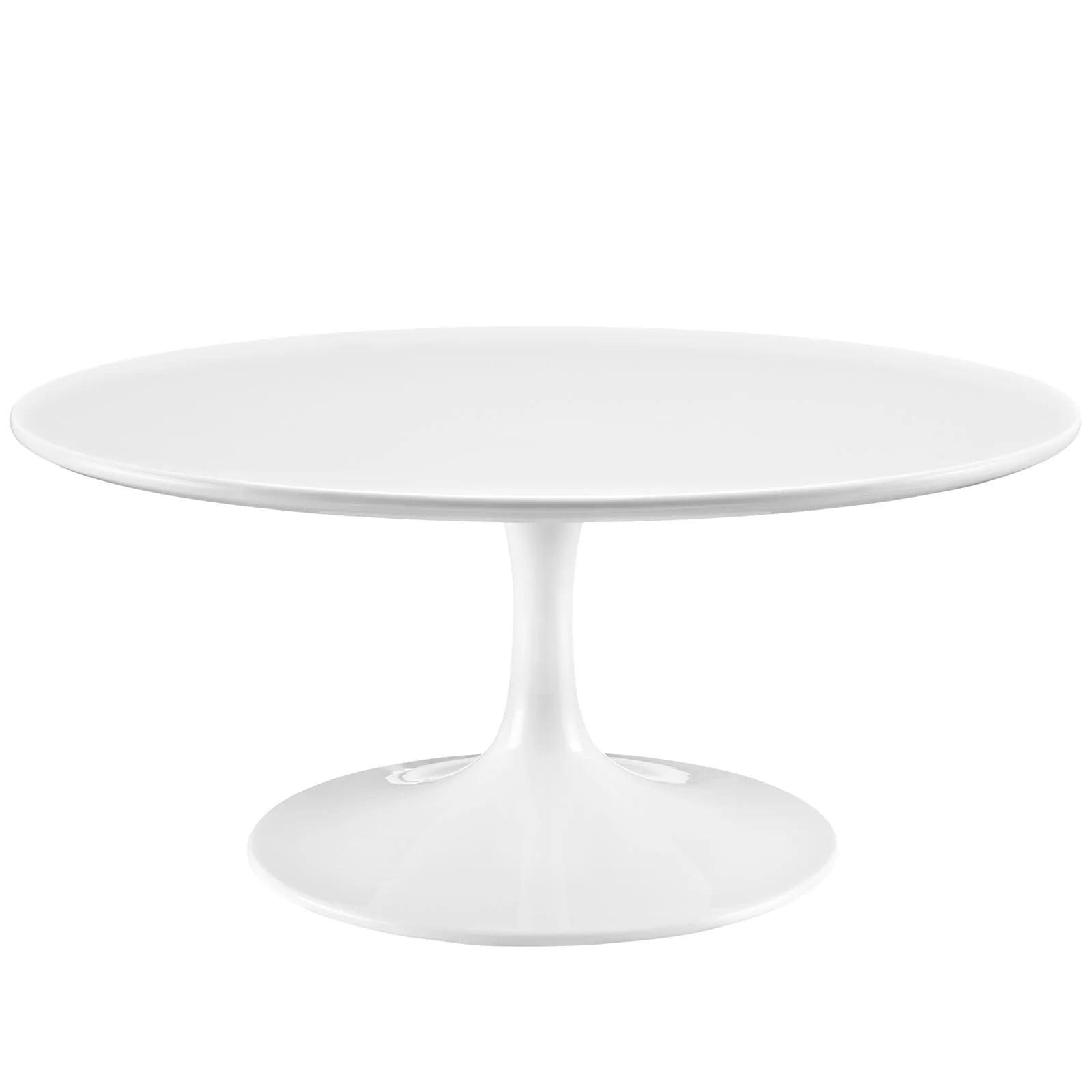 Lippa 36" White Round MDF Coffee Table with Tapered Base