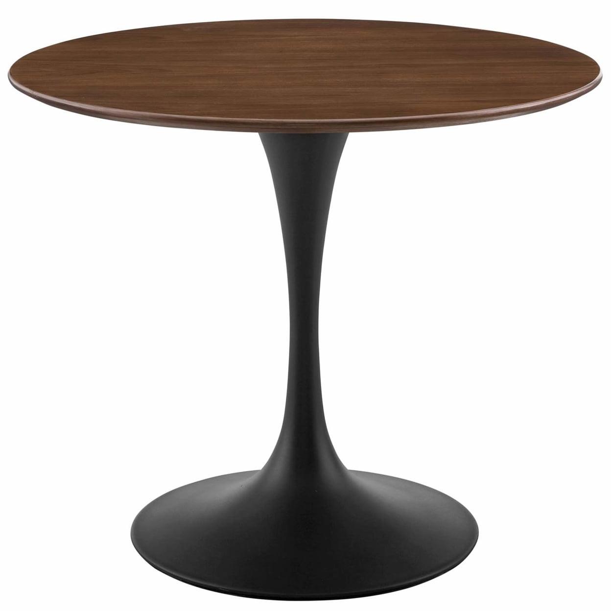 Modway Lippa 36" Round Wood Grain Dining Table in Black Walnut