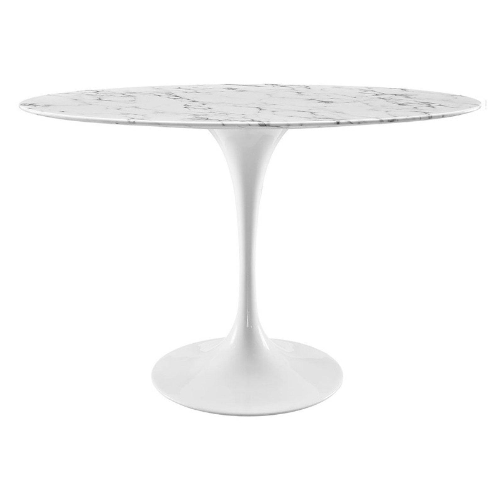 Modway 48" Lippa Oval Artificial Marble Dining Table White: Faux Surface, Pedestal Base, Seats 4