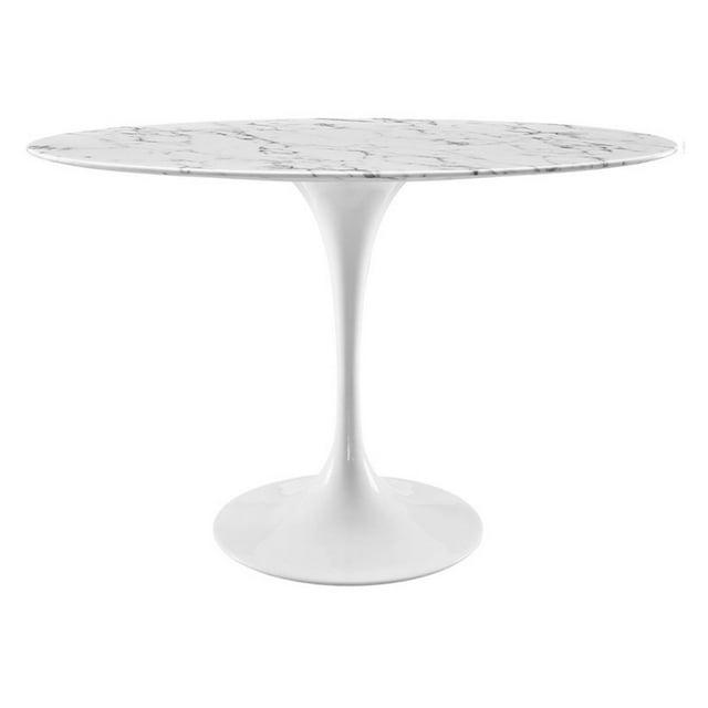 Modway 48" Lippa Oval Artificial Marble Dining Table White: Faux Surface, Pedestal Base, Seats 4
