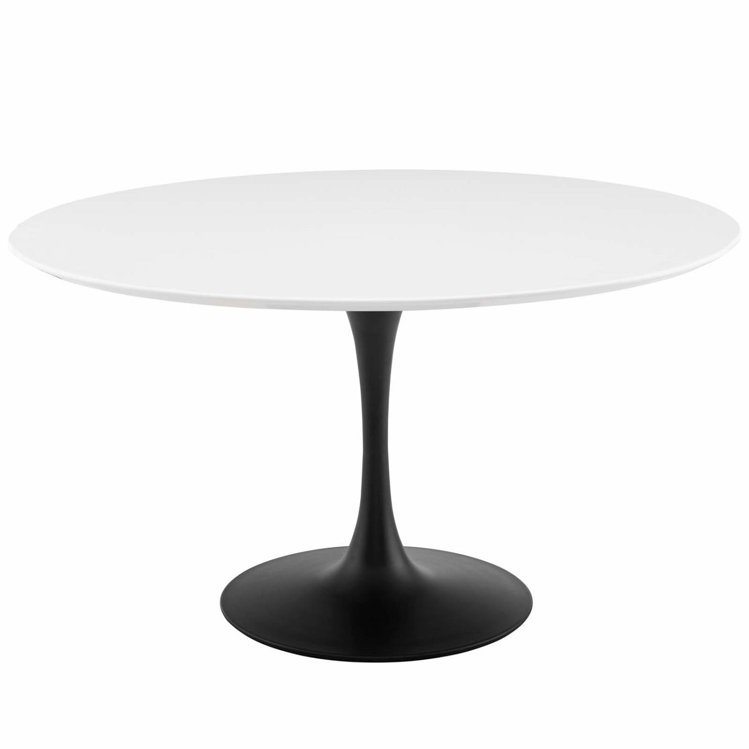Mid-Century Modern 54" Round Wood Dining Table in Black & White