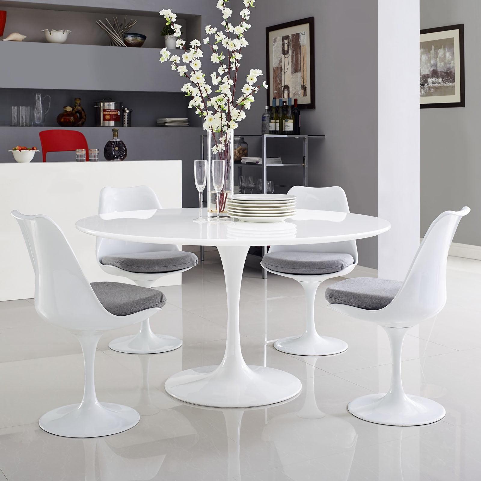 Modway Lippa 54" Round Modern Wood Top Dining Table in White