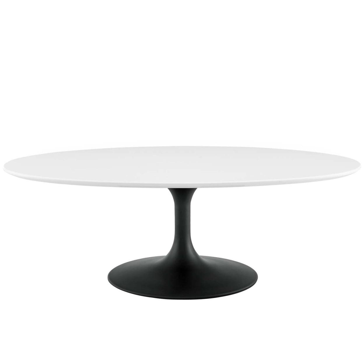 Modway Lippa Oval 48" Mid-Century Modern Coffee Table in Black White