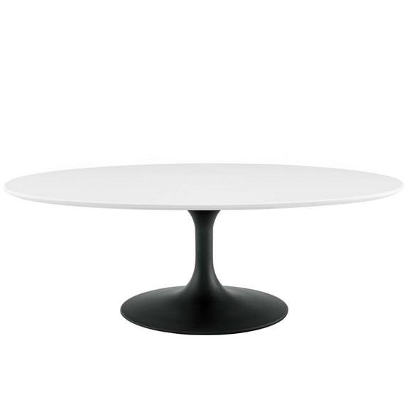 Modway Lippa Oval 48" Mid-Century Modern Coffee Table in Black White