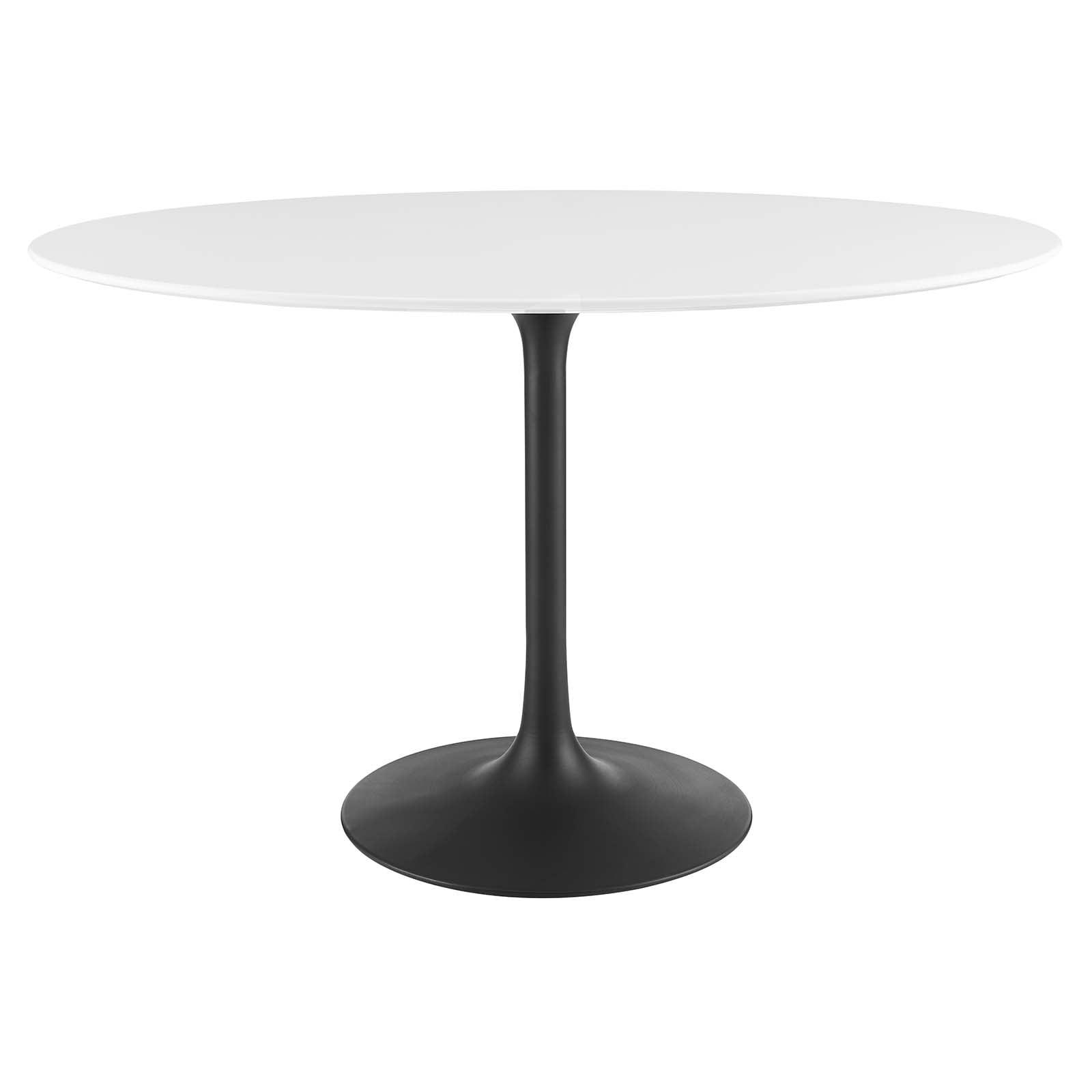 Contemporary Oval Wood Dining Table with Sleek Metal Base - Black and White