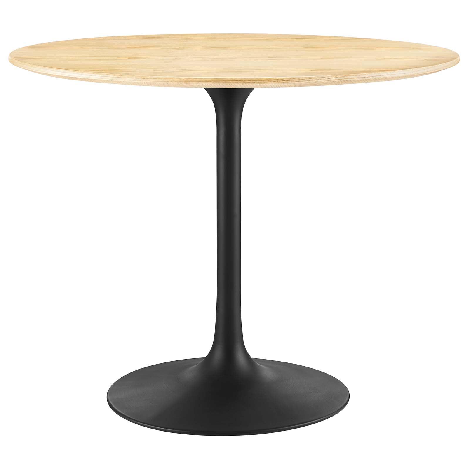 Lippa 36'' Natural Wood Round Dining Table with Black Pedestal Base