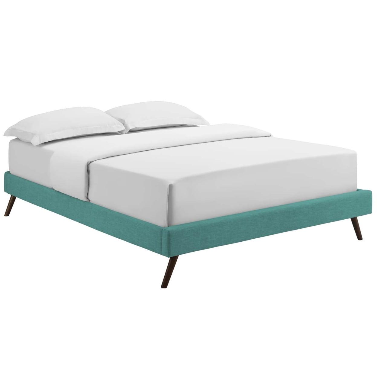 Modway Loryn King Bed – Upholstered Fabric Bed Frame with Round Splayed Wood Legs, Minimalist Mid-Century Modern Bedroom Style