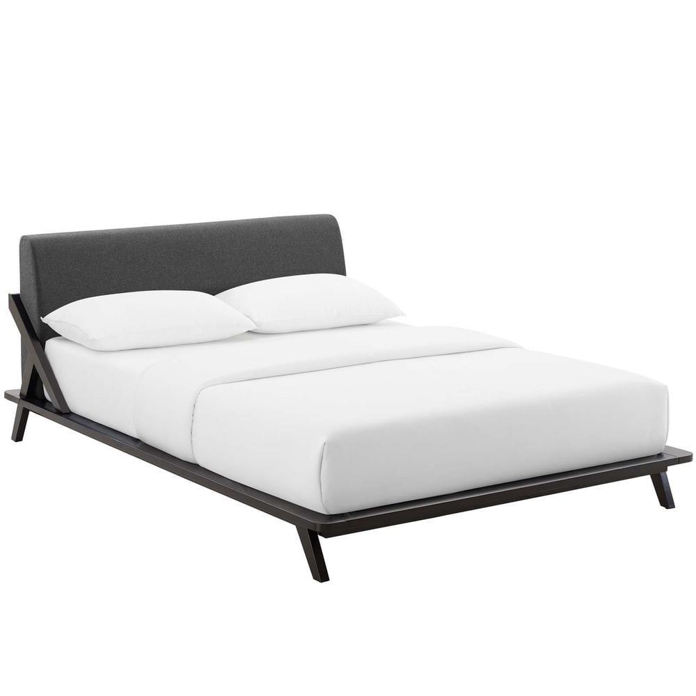 Modway Luella Queen Upholstered Fabric Platform Bed in Cappuccino Gray