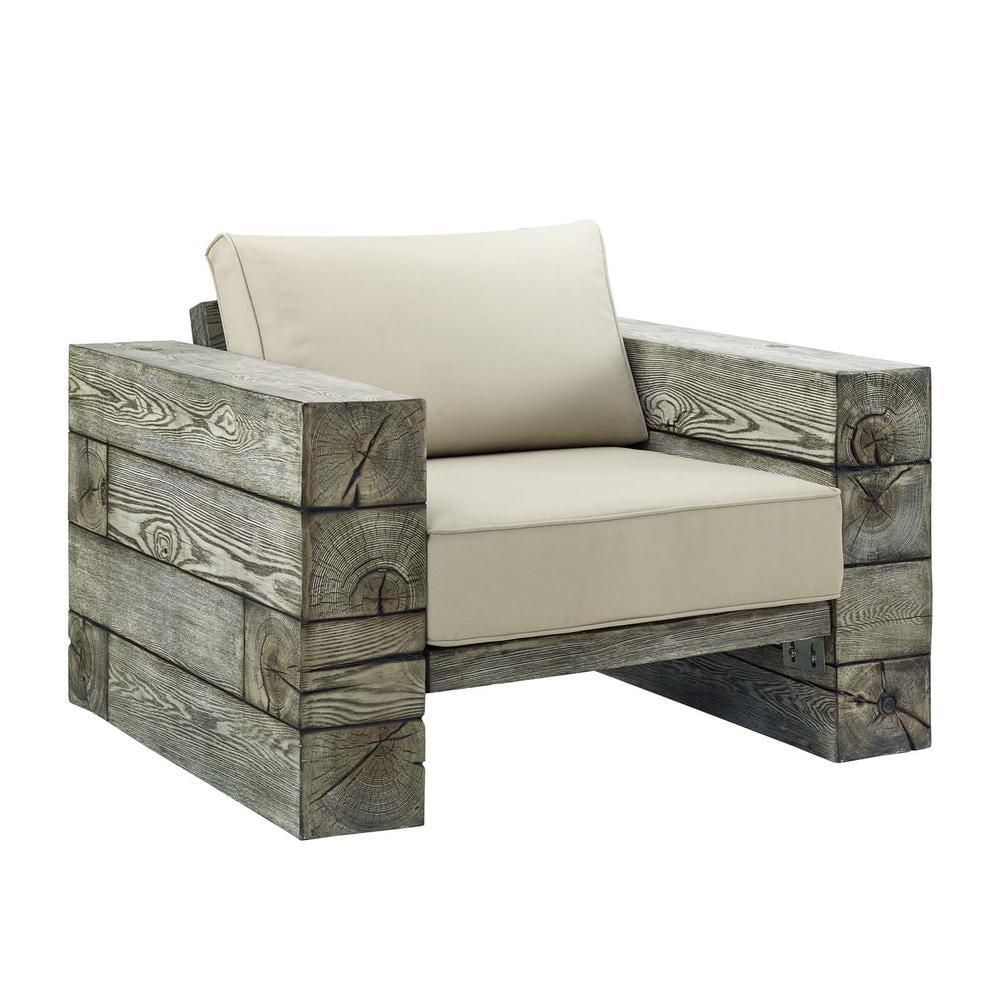 Manteo Rustic Coastal Outdoor Patio Lounge Armchair by Modway