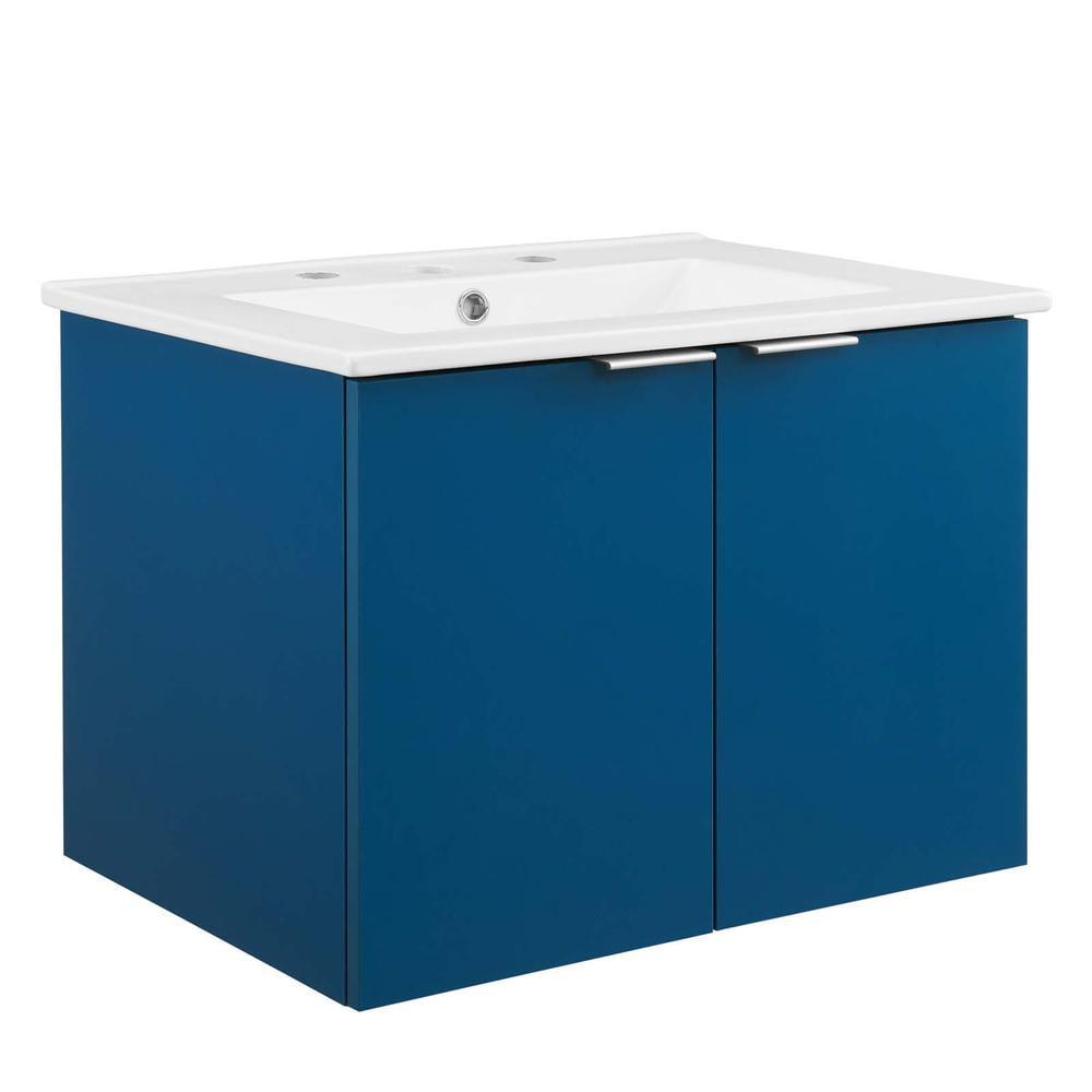 Maybelle Navy White 24" Wall-Mount Modern Bathroom Vanity