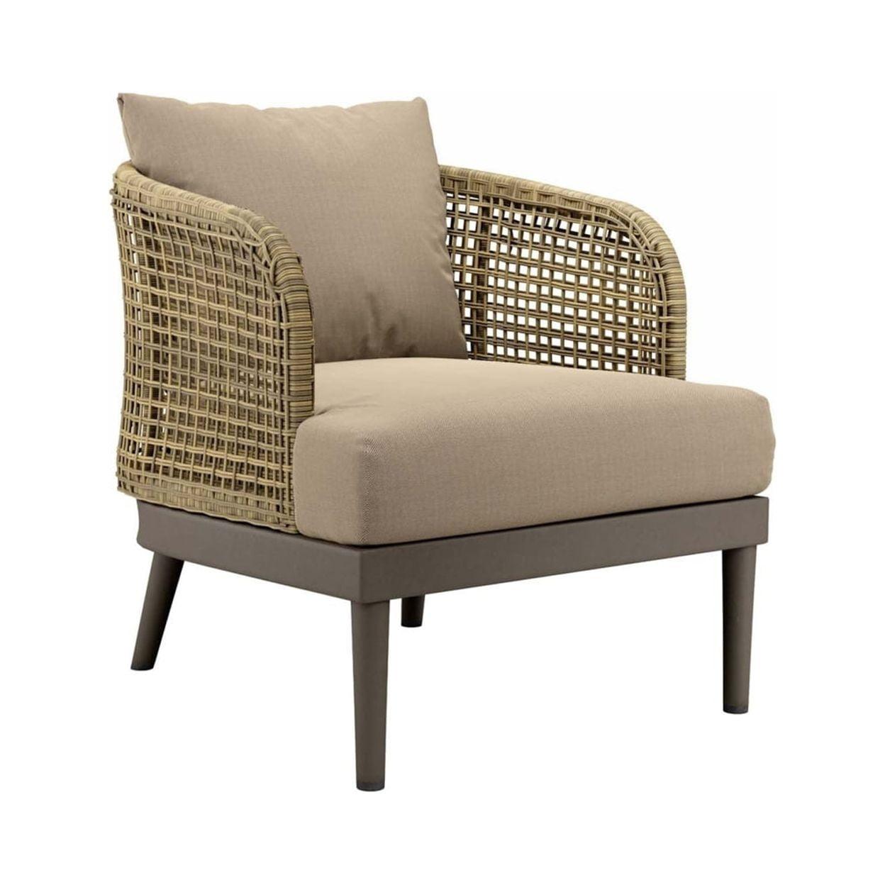 Meadow Natural Taupe Rattan and Stainless Steel Outdoor Armchair