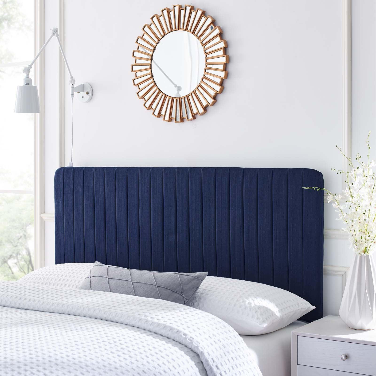 Royal Blue Twin Upholstered Tufted Fabric Headboard