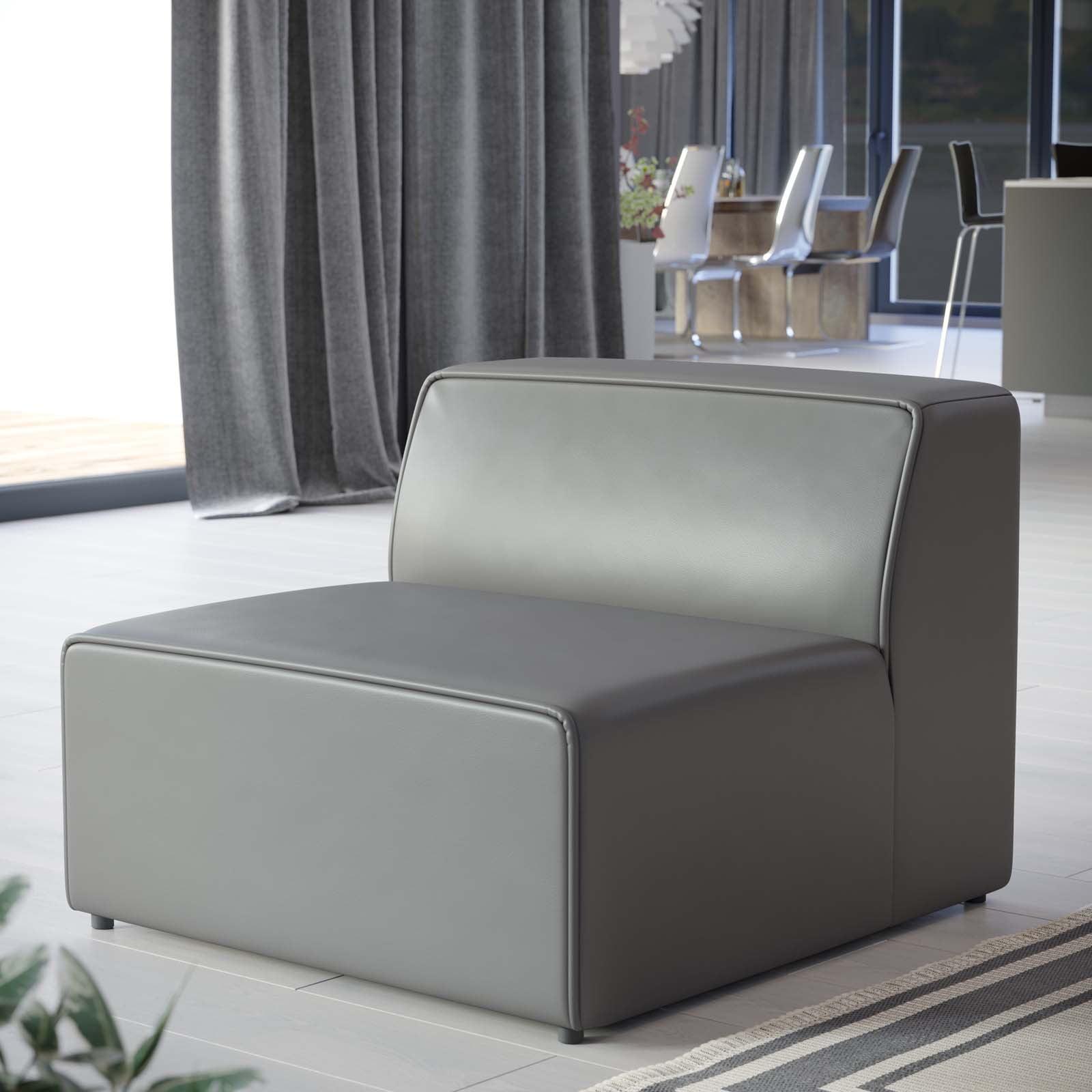 Modway Mingle Modern Faux Leather Armless Chair in Gray Finish