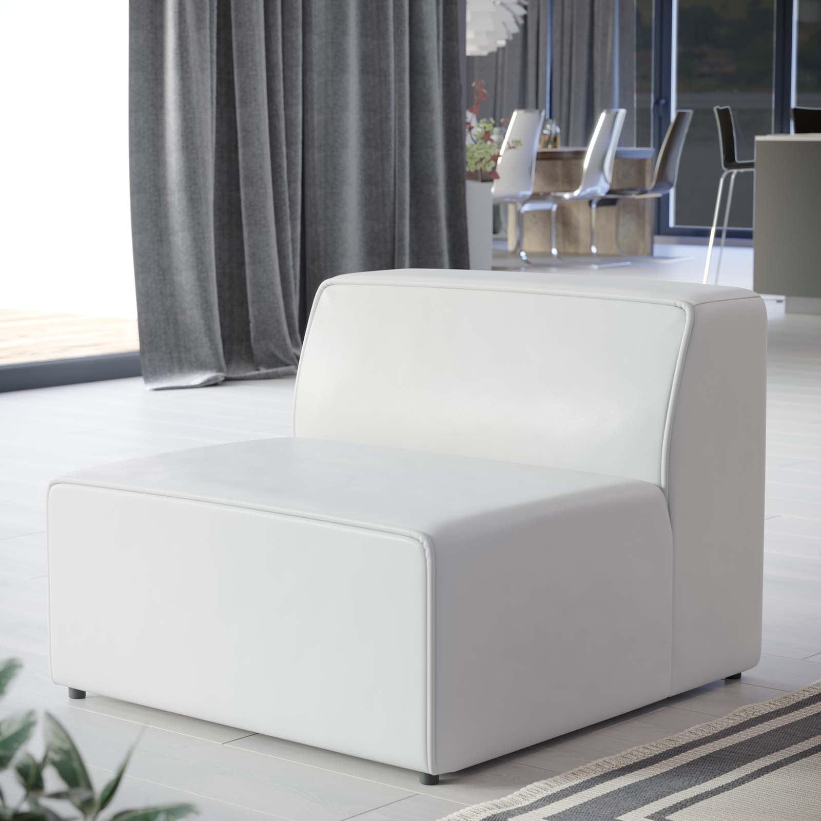 Modway Mingle Vegan Leather Armless Chair in White