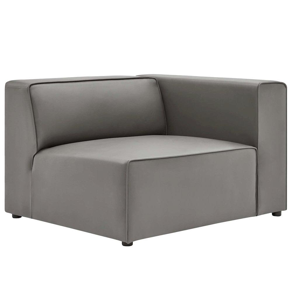 Mingle Vegan Leather Right Armchair Gray - Modway: Contemporary Modular Lounge Furniture, No Assembly Required