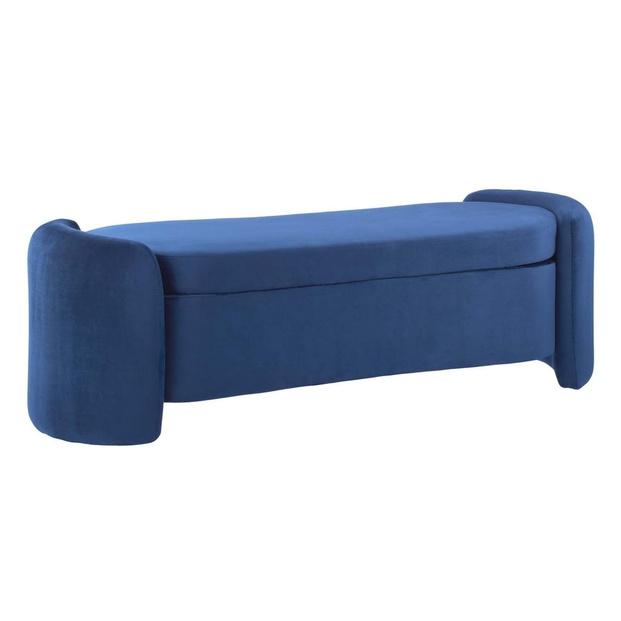 Nebula Midnight Blue Velvet 62" Upholstered Storage Bench