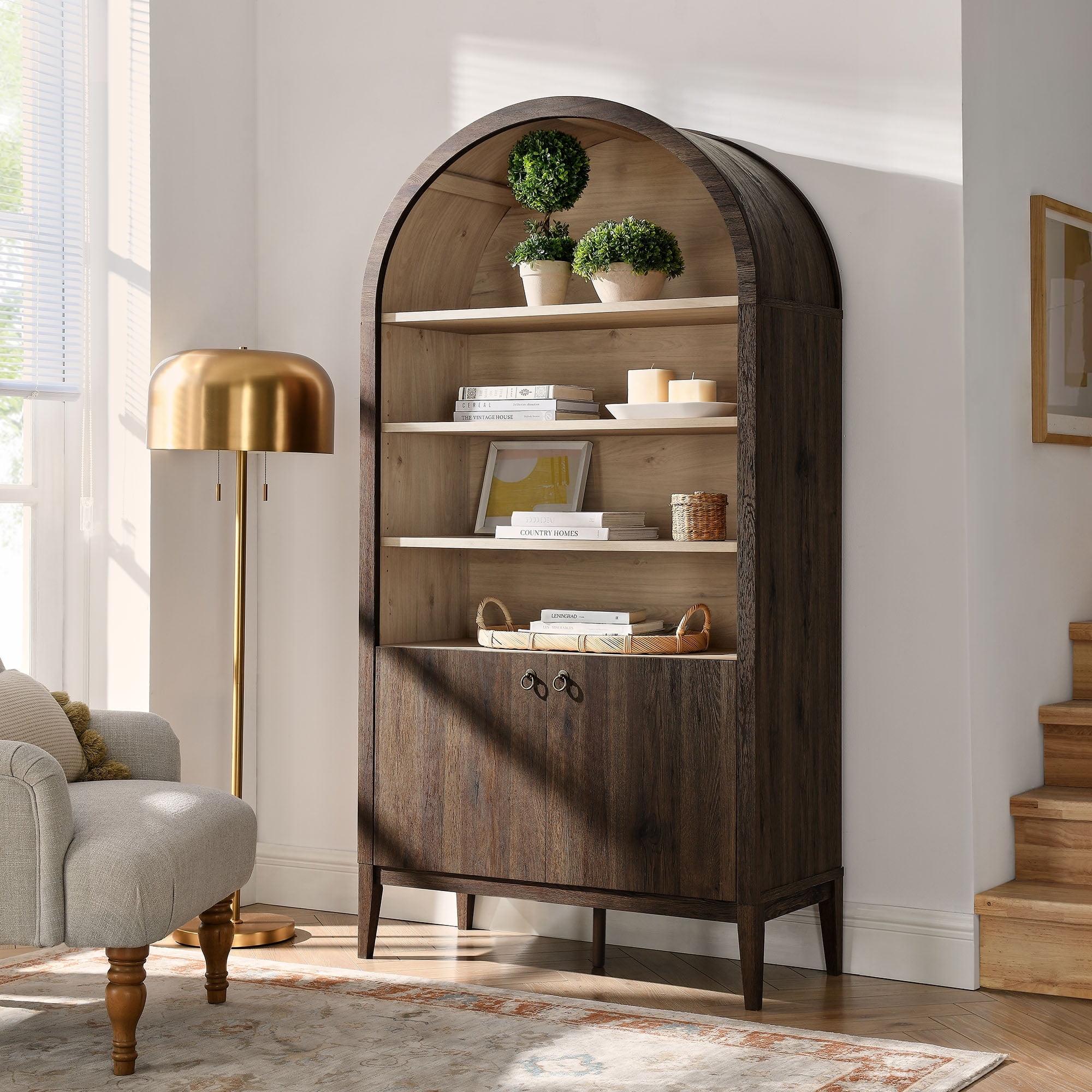 Modway Nolan 74" Tall Arched Storage Display Cabinet Bookshelf
