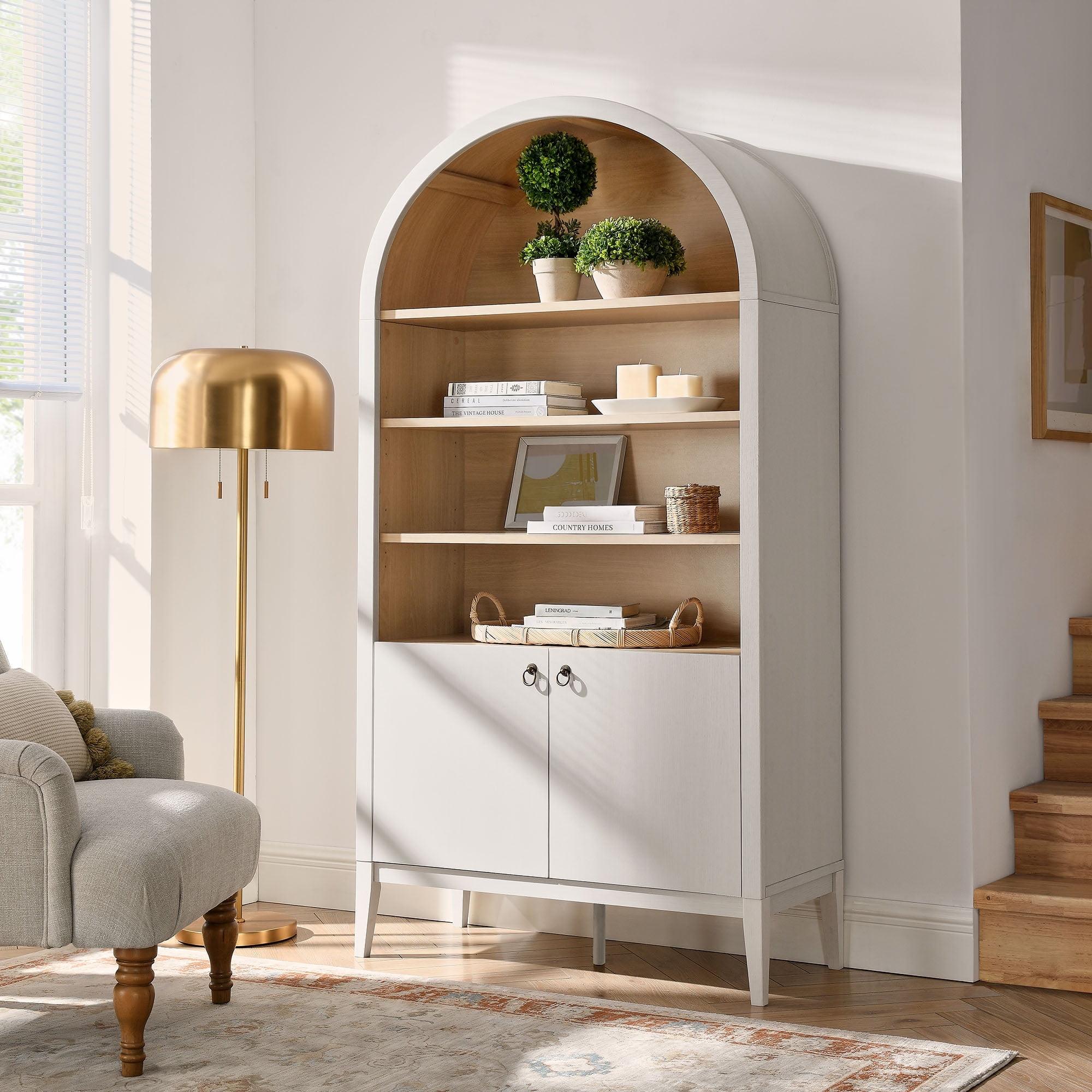 Modway Nolan 74" Tall Arched Storage Display Cabinet Bookshelf