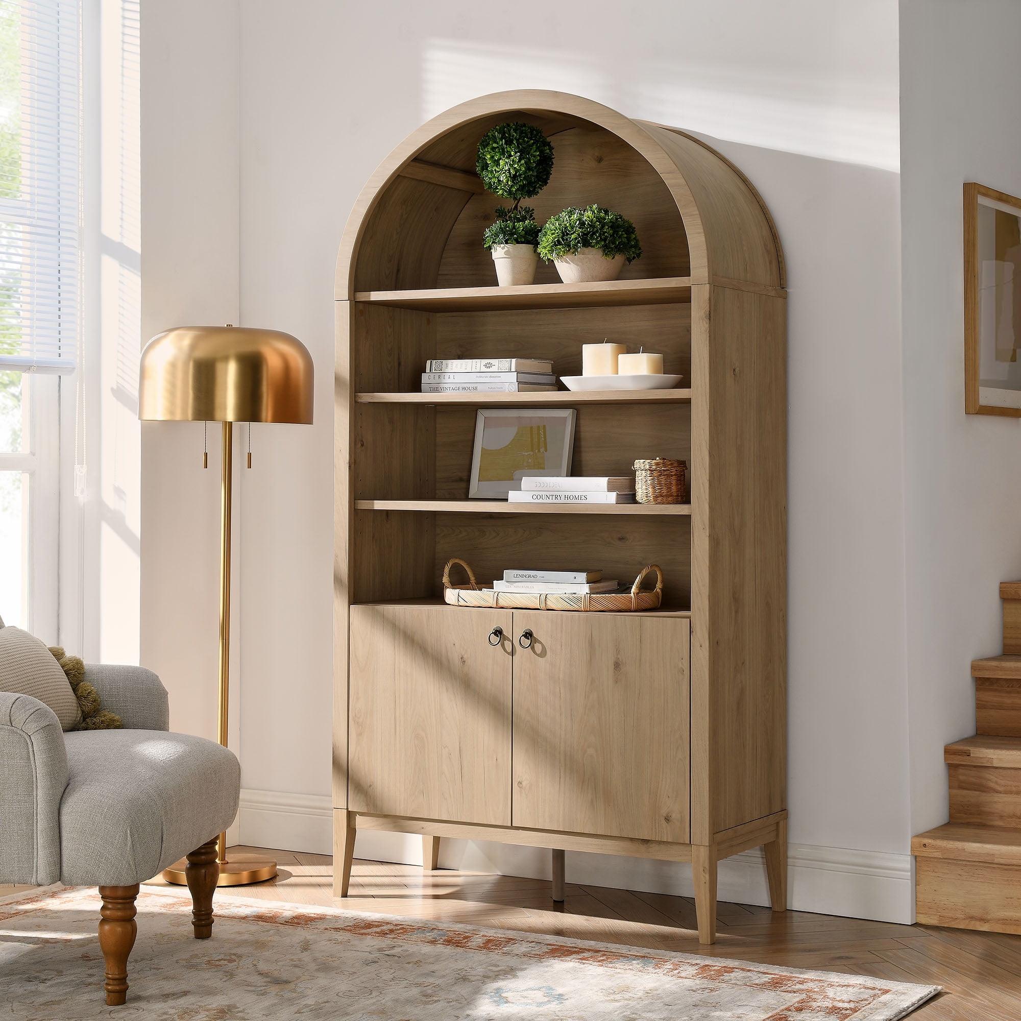 Modway Nolan 74" Tall Arched Storage Display Cabinet Bookshelf