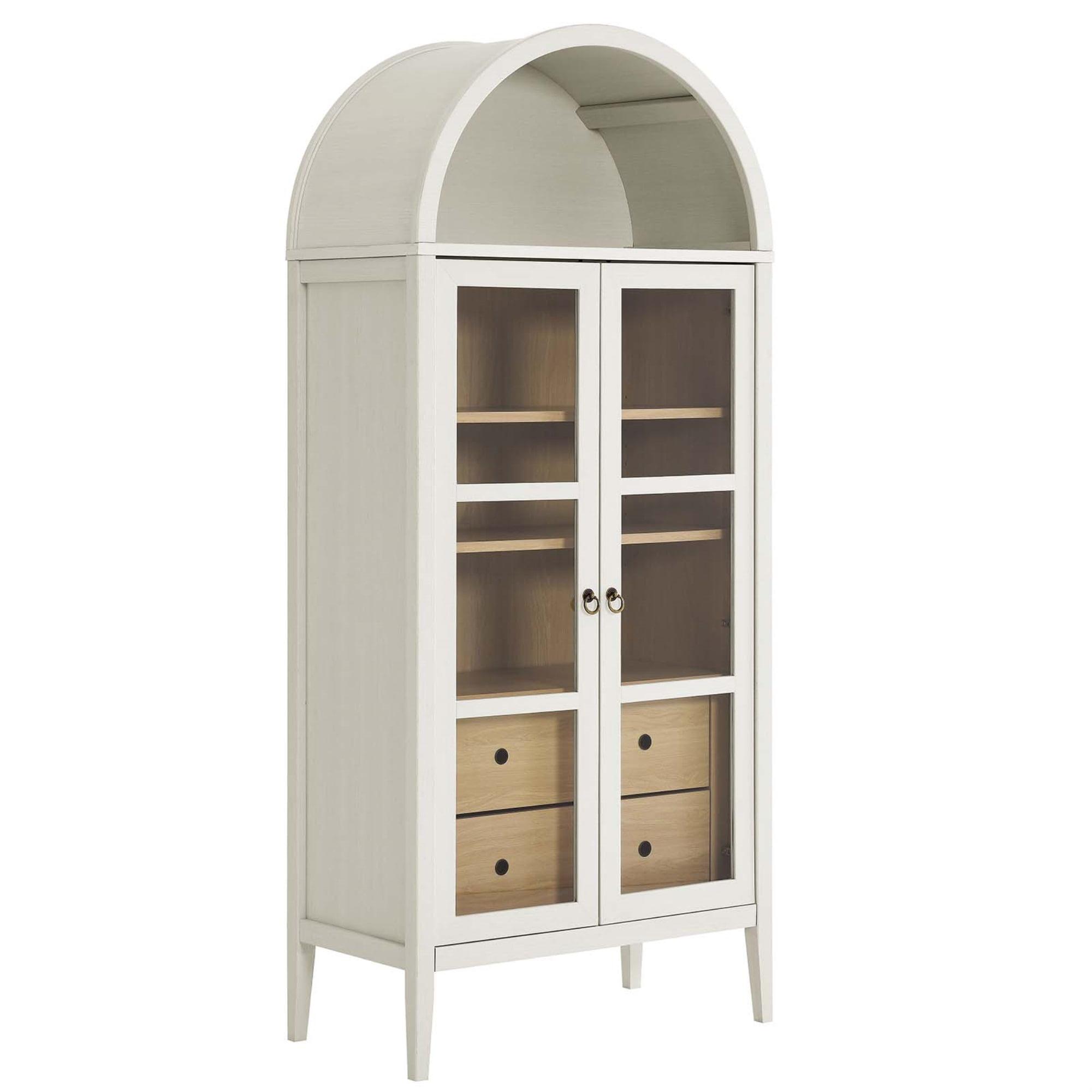 Nolan Tall White Oak Arched China Cabinet with Glass Doors