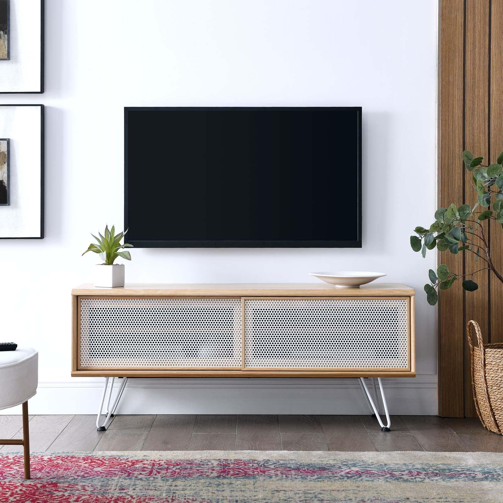 Modway Nomad Modern Wood Grain Laminate TV Stand for TVs up to 52" in Oak