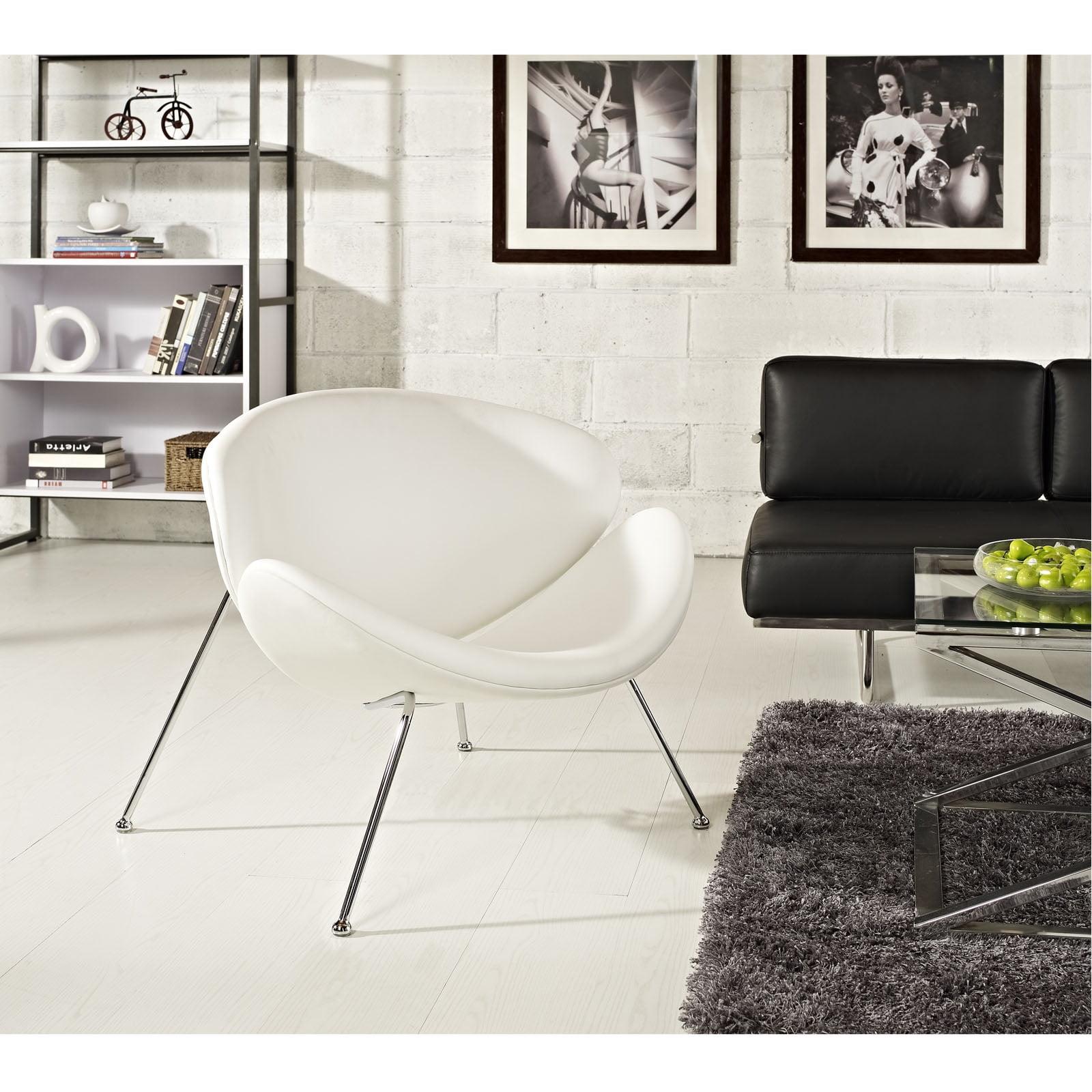 Modway Nutshell 32" White Chrome-Legged Modern Lounge Chair
