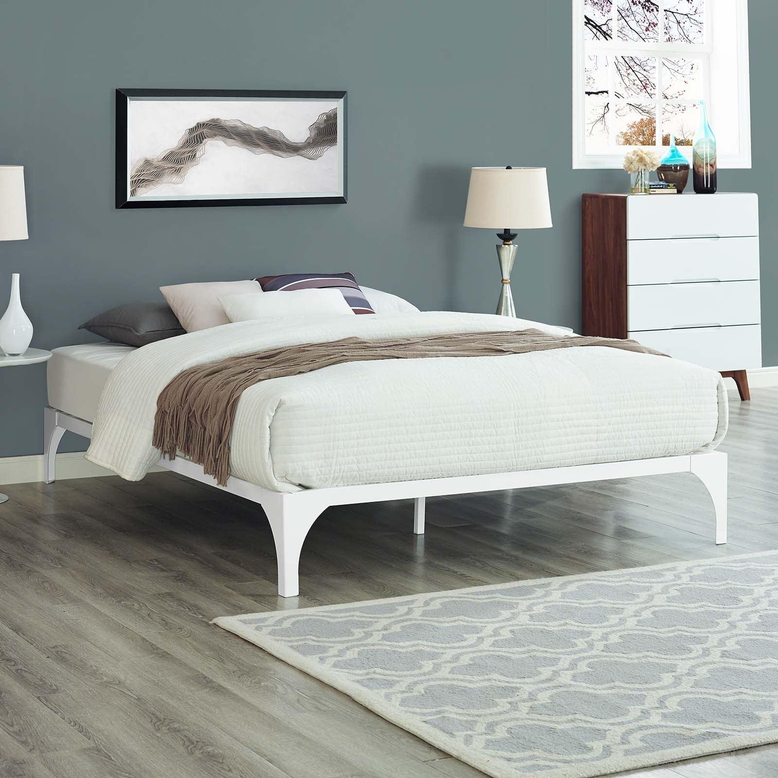 Ollie Full White Metal Slatted Bed Frame