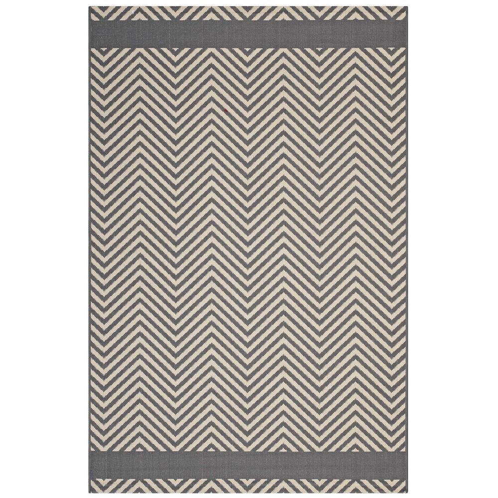 Gray and Beige 5' x 8' Synthetic Geometric Area Rug