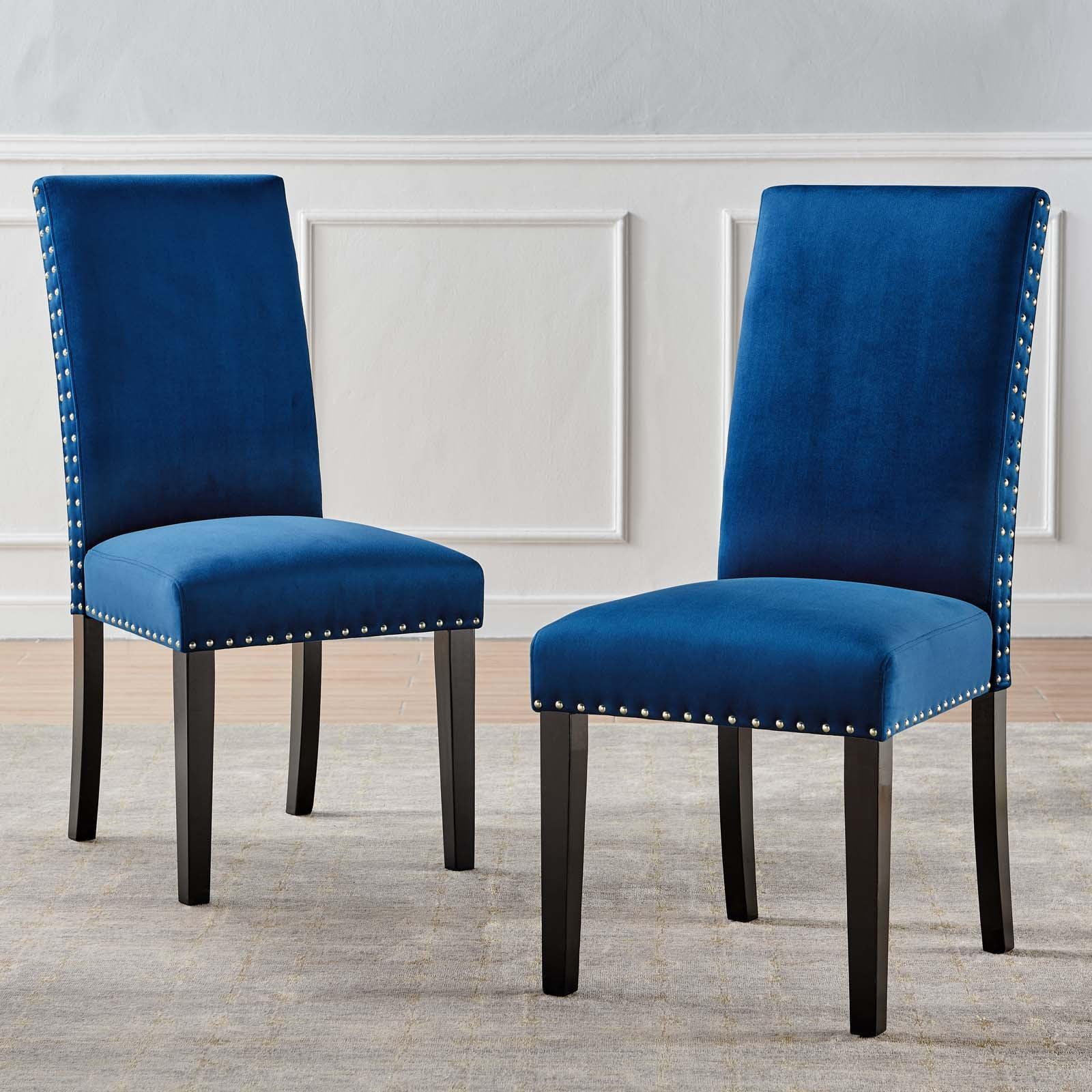 Modway Silver Orchid Lind Velvet Nailhead Trim Dining Side Chairs