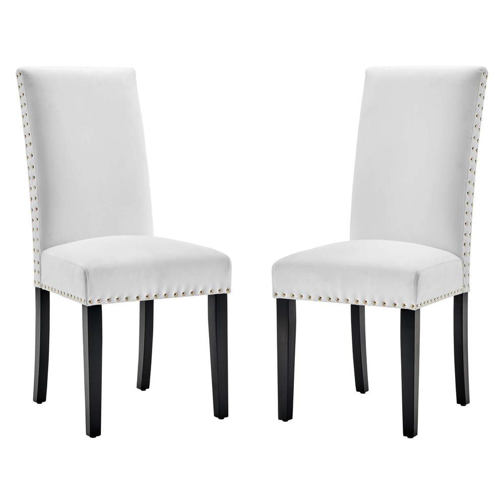 Modway Silver Orchid Lind Velvet Nailhead Trim Dining Side Chairs