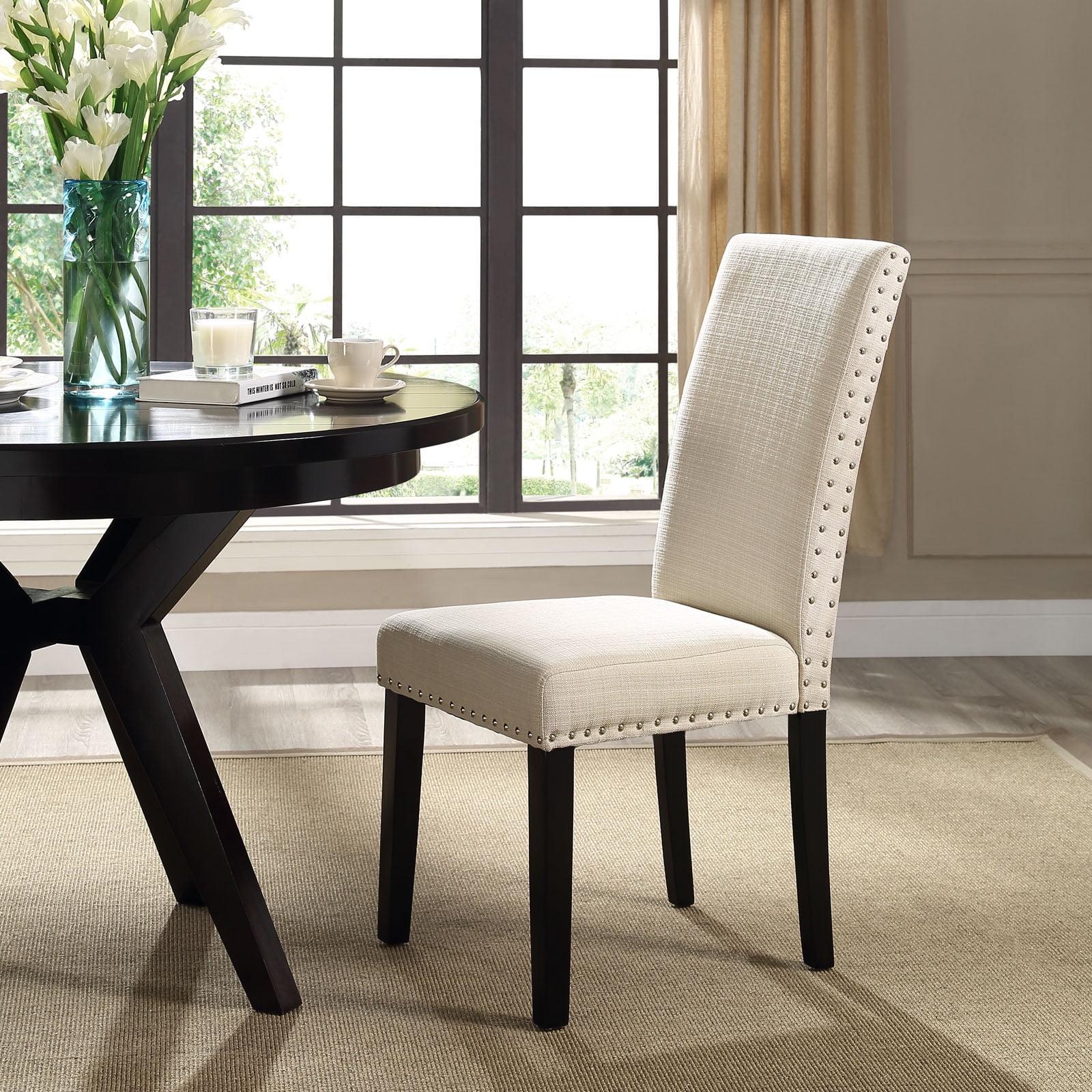 Modway Parcel Dining Fabric Side Chair Beige: Polyester Upholstery, Wood Frame, Armless Parsons Design, 287 lb Capacity