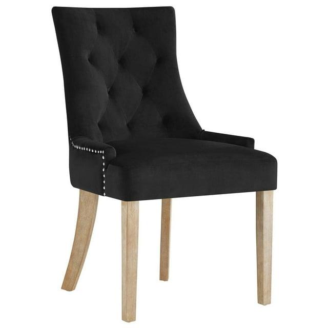 Modway Pose Tufted Performance Velvet Upholstered Dining Chair with Nailhead Trim in Black