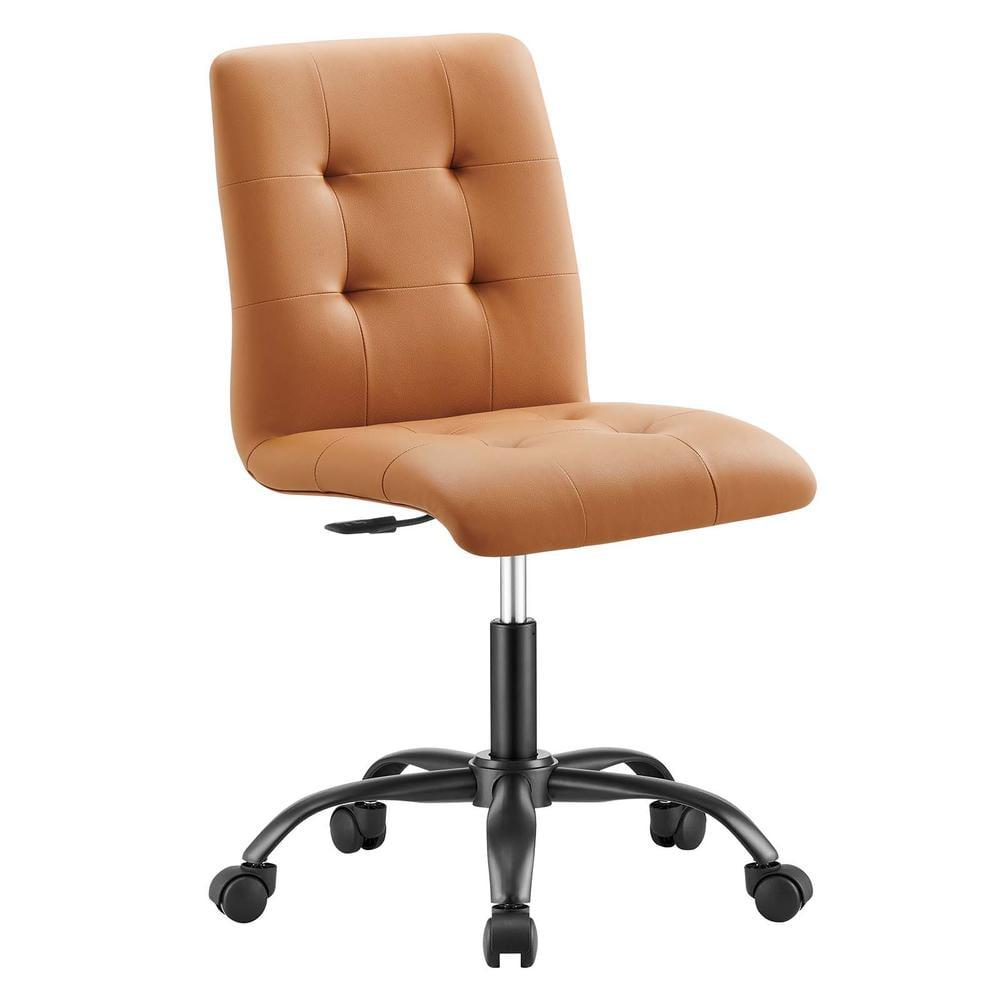 Prim Tan Vegan Leather Armless Swivel Office Chair