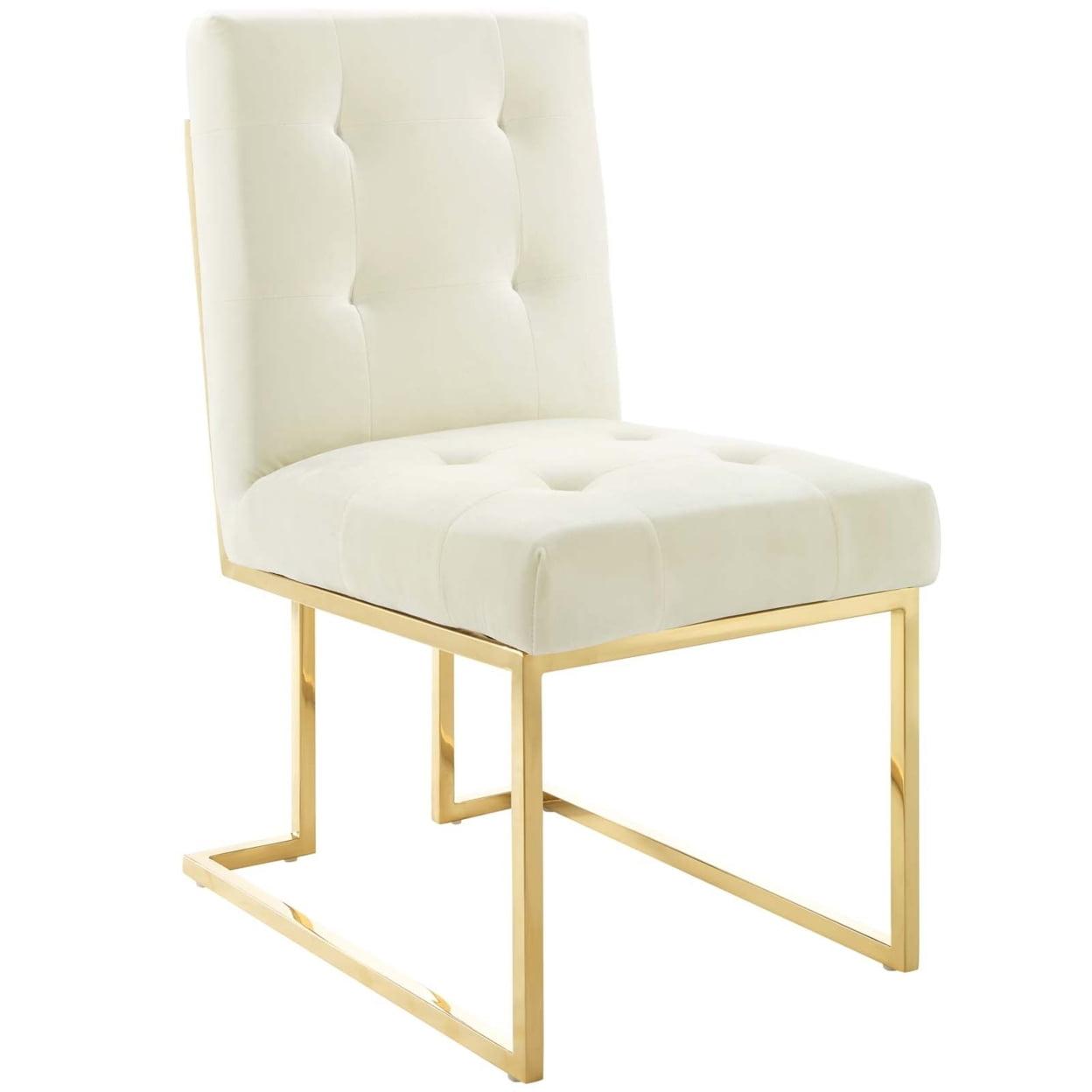 Privy Gold Stainless Steel Performance Velvet Dining Chair - Modway